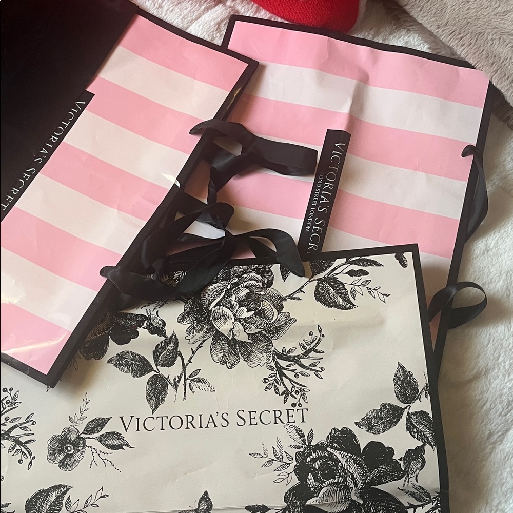 3 big bags of Victoria's Secret Pink Striped and Floral ,